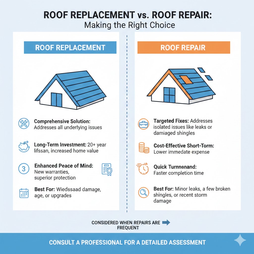 infograph roof repair vs roof replacement