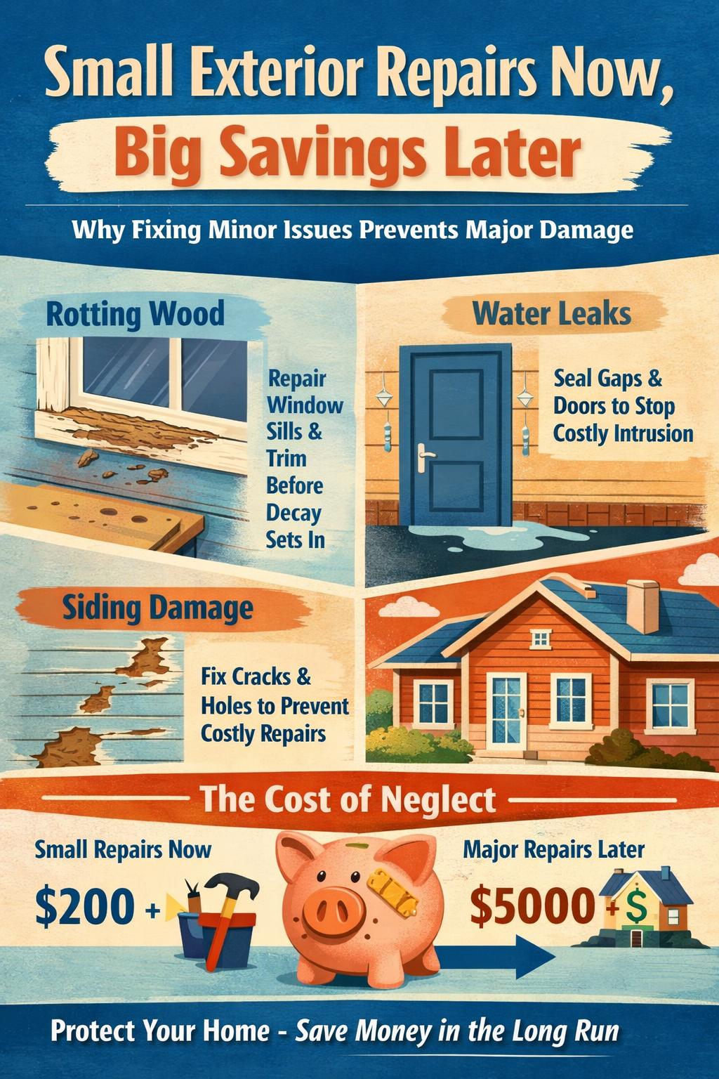 An Infograph of Small Exterior Repairs Now Save Thousands Later