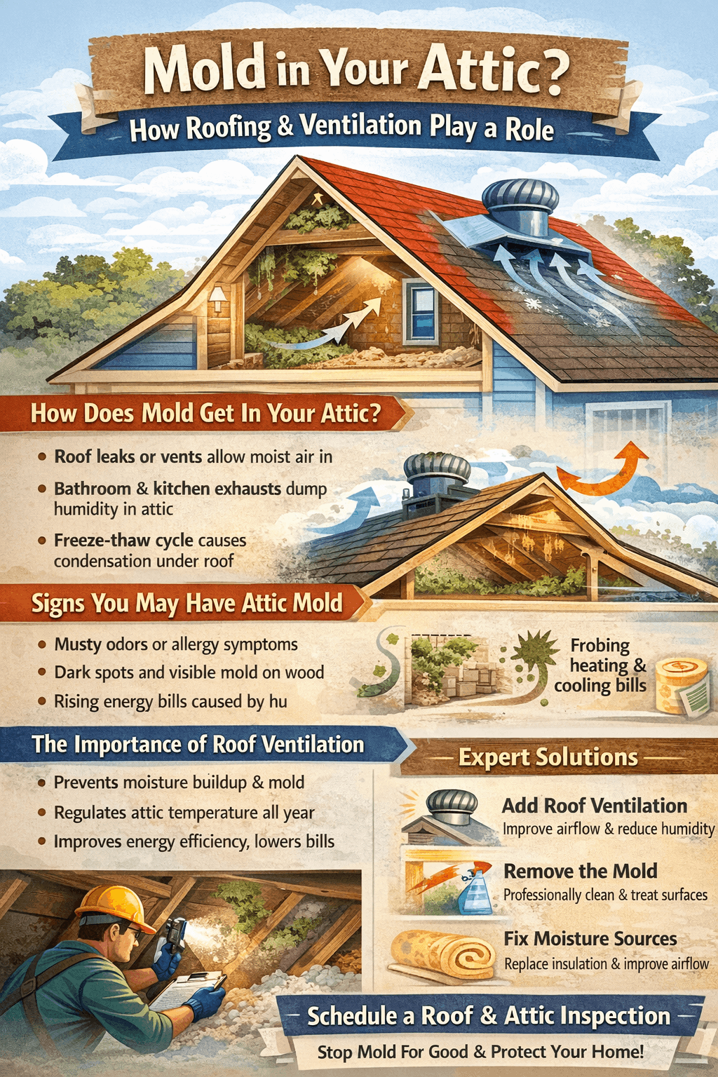 Mold in Your Attic How Roofing and Ventilation Play a Role